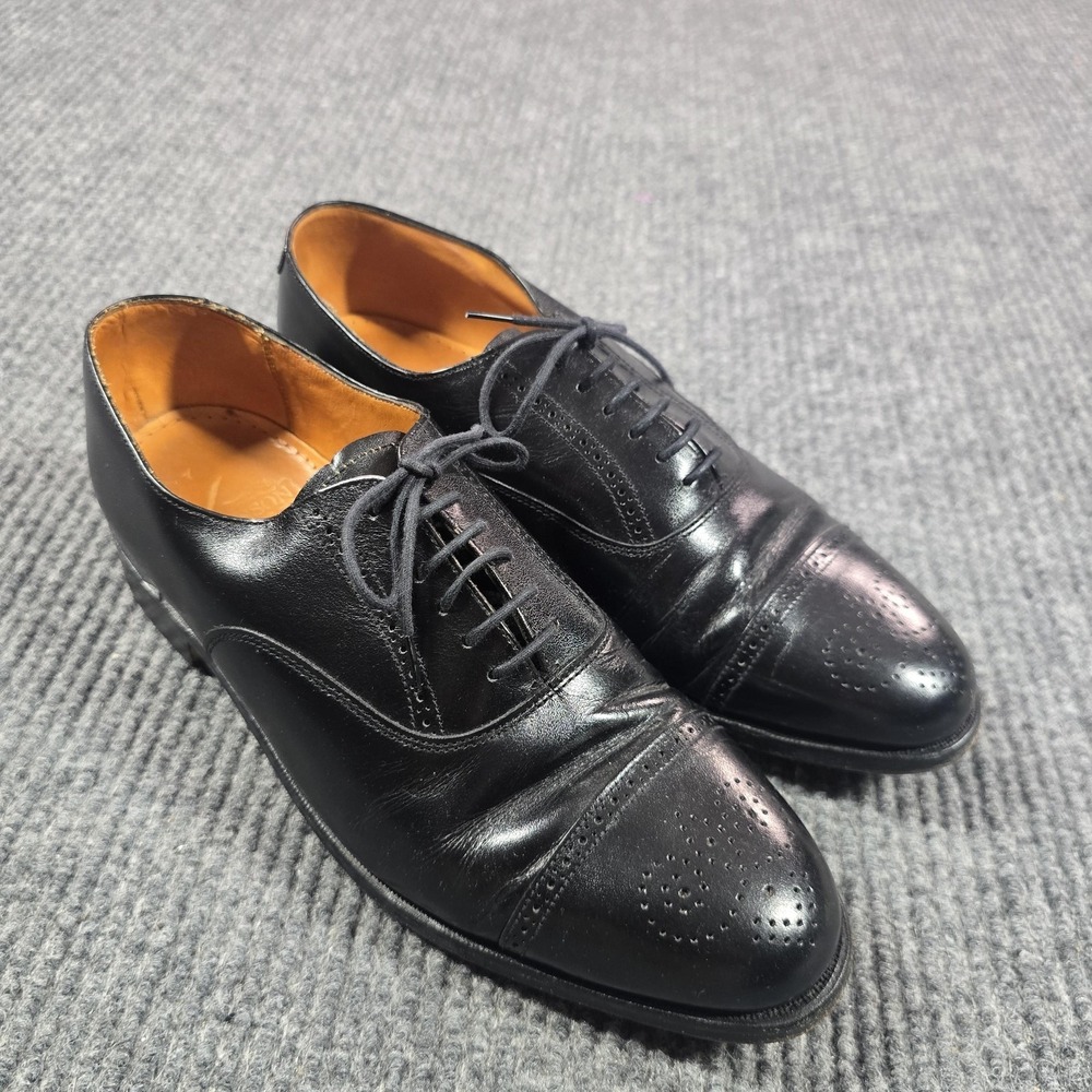 Grenson Shoes Mens 9 Black Leather Cap‎ Toe Oxford Dress England 6244/01